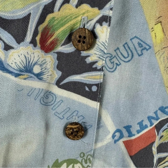 Jamaica Bay Antigua Novelty Print Tropical Button Down Shirt Size Petite XL - Picture 5 of 5